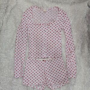 Aeropostale Red Heart Print Pajama Set